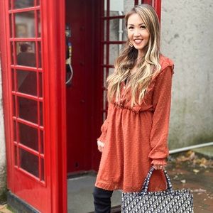 Fall v neck mini dress